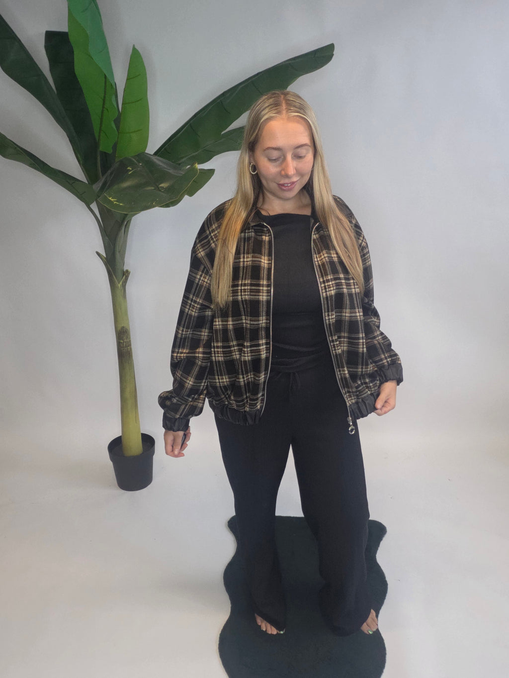 Leather Check Jacket