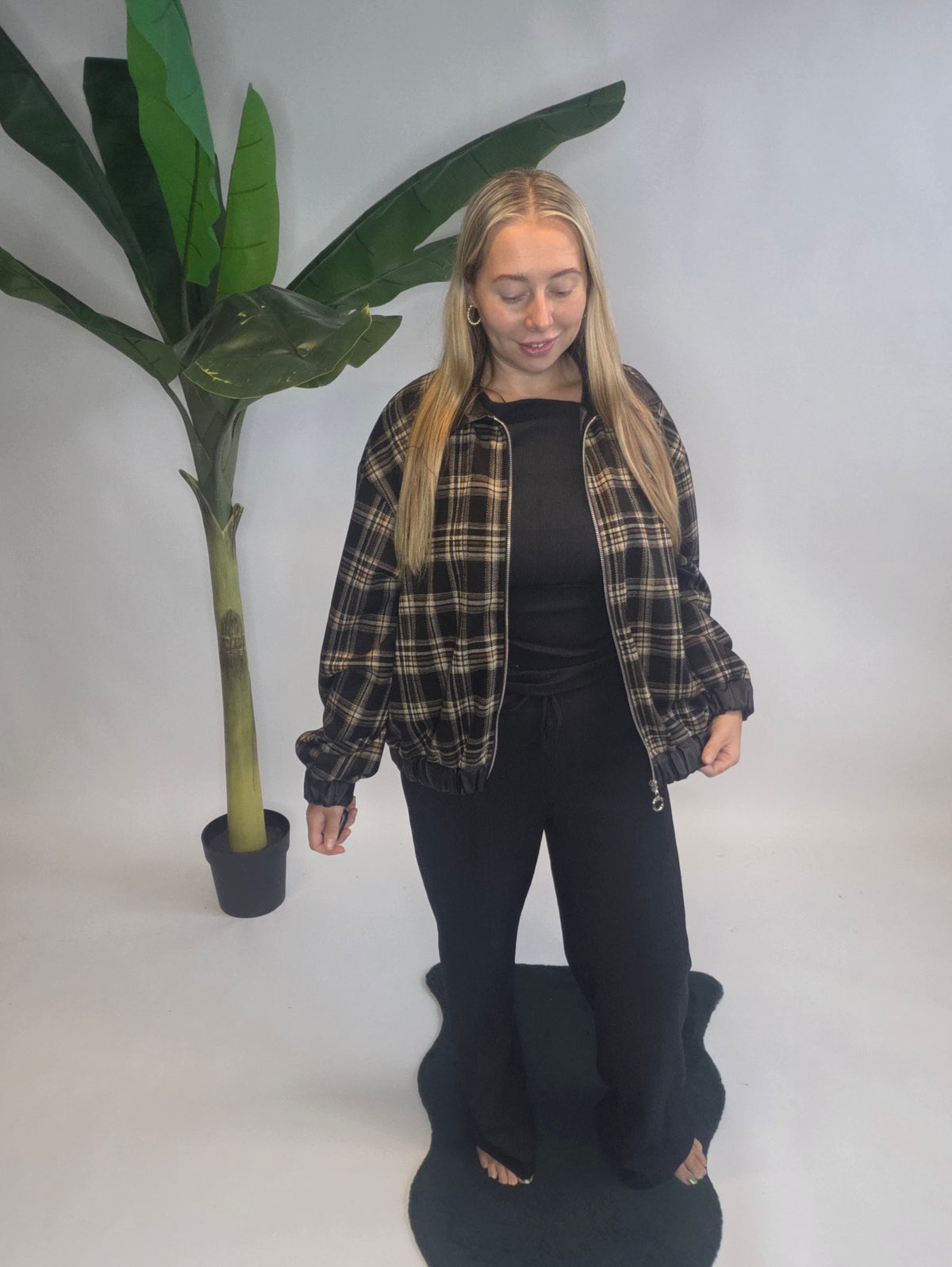 Leather Check Jacket