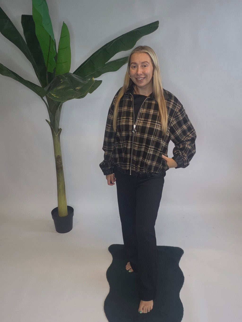 Leather Check Jacket