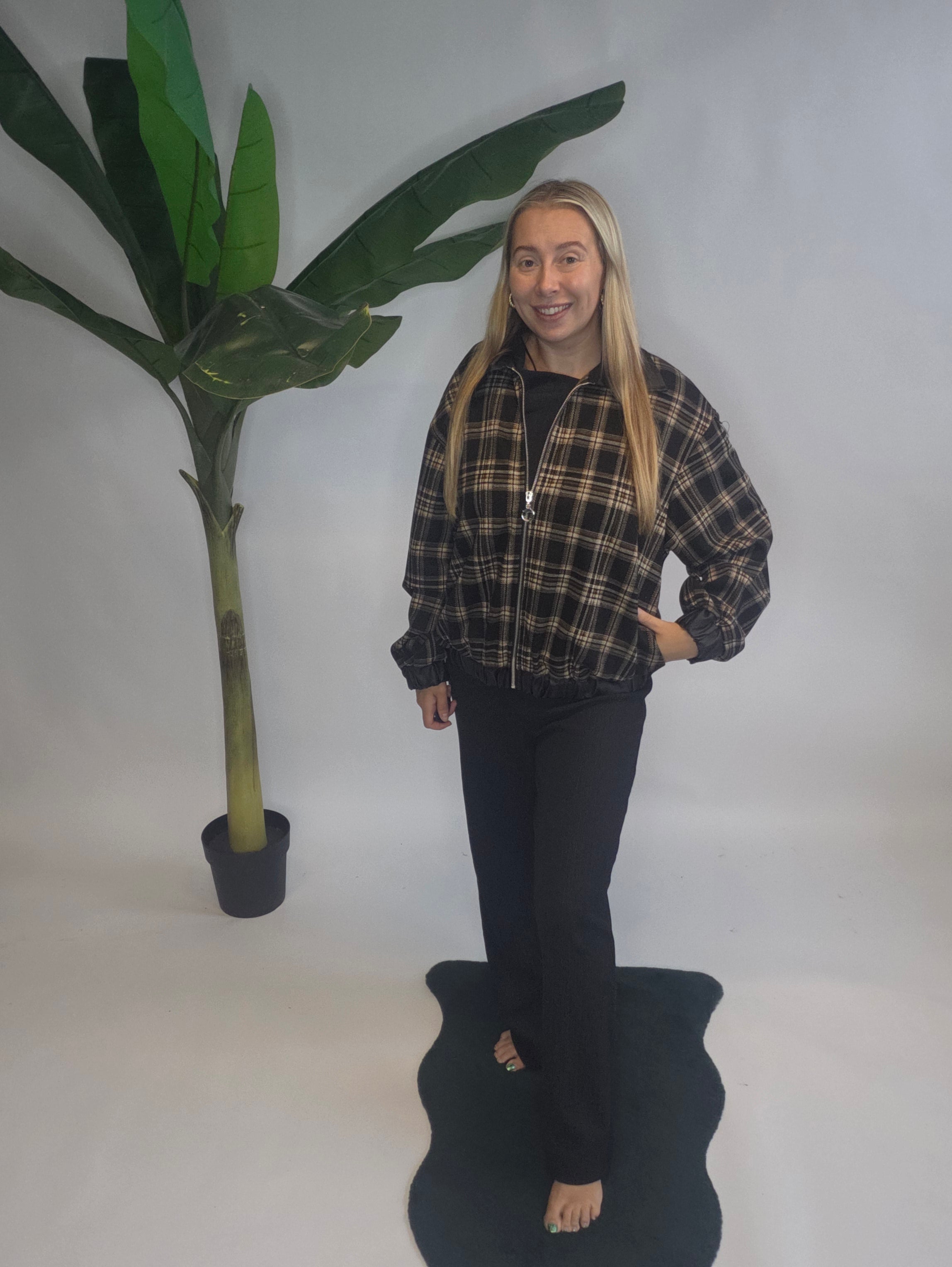 Leather Check Jacket