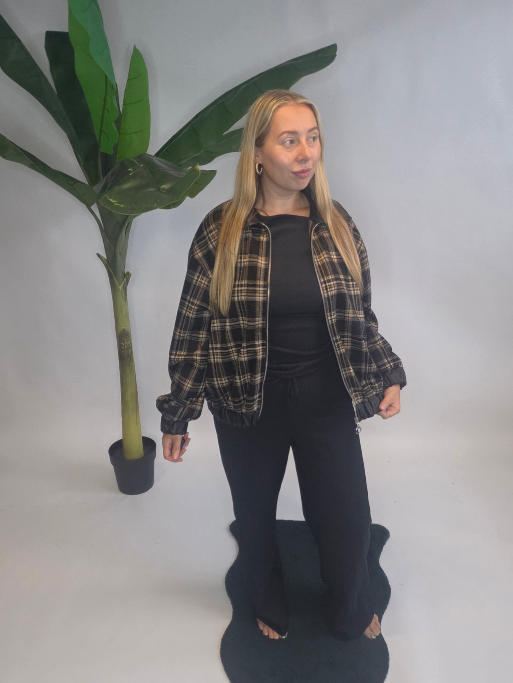 Leather Check Jacket