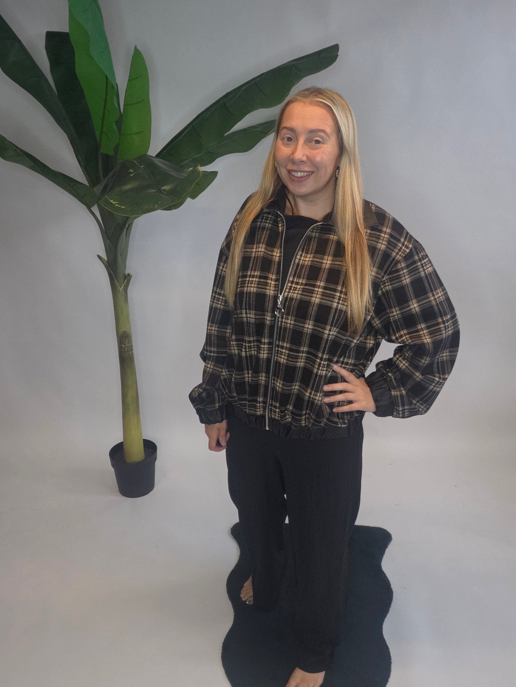 Leather Check Jacket